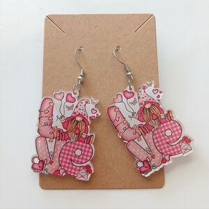 Fashion Jewelry Pink and White Heart Earrings